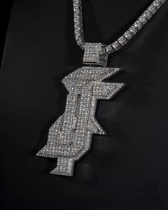 Cadena Cubana para Hombre con Moissanita VVS1, Plata de Ley 925 y Oro Blanco de 14K, Colgante Hecho a Mano, Estilo Hip Hop para Fiesta - Product Image 3