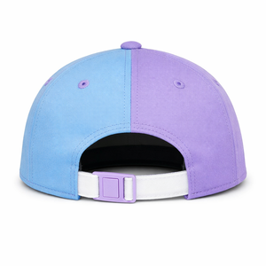 Casquette de baseball personnalisée avec logo, 6 panneaux, bleu clair et violet, casquette de sport avec patch 3D, profil moyen, visière pré-courbée, structurée - Product Image 3