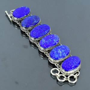 <b>Lapis</b> <b>Lazuli</b> 925 Sterling Silver Bracelet Adjustable Handmade Gemstone Jewelry Luxury Natural Stone Gift For Her - Product Image 5