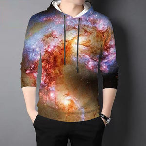 เสื้อฮู้ดดี้พิมพ์ลายกาแล็กซี่สำหรับผู้ชาย ทรงปกติ ซิปหน้า สวมใส่สบาย พิมพ์ลายแบบซับลิเมชั่น ผ้าโพลีเอสเตอร์ถัก สไตล์ฤดูใบไม้ร่วง - Product Image 5
