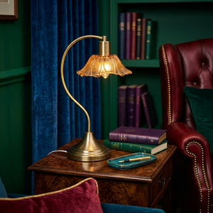 Modern Flower <b>Glass</b> <b>Table</b> <b>Lamp</b> AC Powered E12 Base Brightness Brass Finish Dimmable LED Light for Living Room Bedroom - Product Image 5