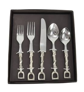 Juego de Cubiertos de Metal de Grado Alimenticio con Diseño de Estribo de Caballo, Dorado y Plateado, 5 Piezas, Caja de Regalo de Lujo, Logotipo Personalizado - Product Image 6