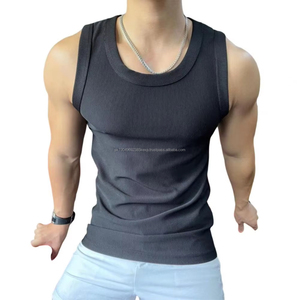 Summer Men's 3D Slim Fit Solid Color Round Neck Sleeveless Tank Top with Button Detail 100% Cotton Casual Vest for Gym Training - Product Image 6