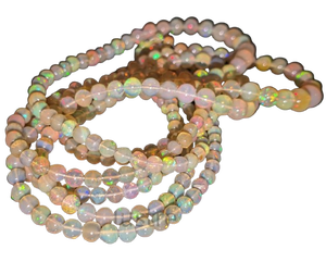 Perlas de Ópalo de Fuego Etíope Welo 100% Naturales de Alta Calidad, 3.5-6 mm, Lisas, Redondas, Amarillas, 16 Pulgadas, 35 Quilates - Lustre - Product Image 1