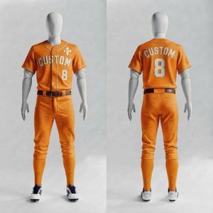 Ensemble uniforme de baseball pour adultes, pour hommes, manches courtes, avec logo blanc, col rond, 100% polyester, coupe régulière, fermeture à boutons - Product Image 2