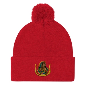 DOI Embroidered Beanie Red Pom Pom Premium Knit Christmas <b>Winter</b> <b>Cap</b> - Product Image 2