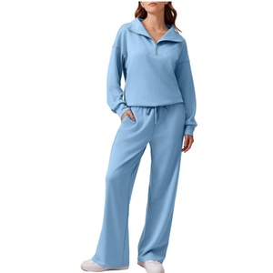 Conjunto de ropa de mujer al por mayor de 2 piezas: Top corto con cremallera y falda vaquera lavada de talle alto con abertura, ¡novedad! - Product Image 1
