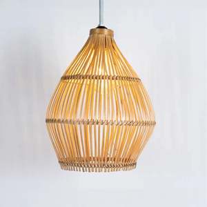 Wholesale Natural Bamboo Lampshade Handwoven Pendant <b>Light</b> Shade Open Weave Ceiling Lamp <b>Cover</b> for Home Decor OEM ODM - Product Image 2