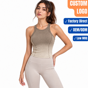Custom Logo Loose High Quality <b>Crop</b> Yoga <b>Top</b> Sleeveless Sport Yoga Gym Wear Outdoor Daily Outfit Breathable Women's Tank <b>Top</b> - Product Image 1