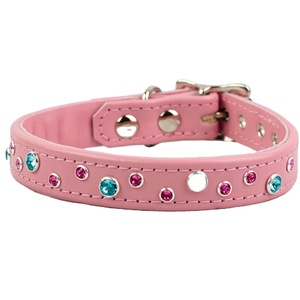 <b>Top</b> Quality Handmade Leather <b>Crystallized</b> Dog Collar With Fancy <b>Crystallized</b> Studs Design <b>Top</b> Indian Manufacturer Supplier - Product Image 3