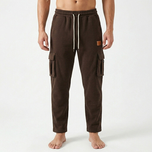Oversized Streetwear Fleece Cargo <b>Pants</b> Men Heavy Fabric Warm Sweatpants Loose Straight Leg Jogger Trousers Utility <b>Pants</b> - Product Image 2