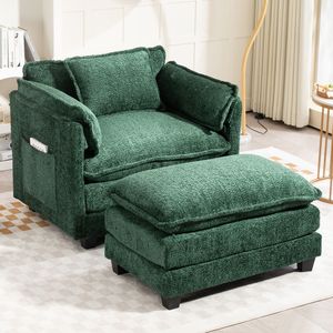 Divano Oversize 55.32*39.76 per Interni, Pouf Portatile in Bouclé, Letto Singolo con Seduta Più Larga, Cuscino Doppio Profondo e Robusto per Soggiorno - Product Image 1