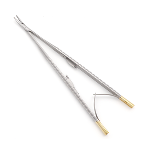 Portaagujas Castroviejo Curvo TC 1.2mm 18cm, Instrumento Microquirúrgico de Precisión en Acero Inoxidable, Gran Venta - Product Image 1