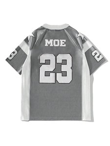 Maillot de football américain streetwear 2026 en satin métallisé et maille, col en V court, argenté, pour femme, style sportswear hip-hop Y2K - Product Image 5