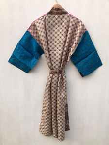 ชุดกิโมโนผ้าไหมแท้ 100% ดีไซน์เนอร์ ชุดลำลองสไตล์วินเทจ คอวี แขนยาว ชุดนอนสุดพิเศษ ชุดลำลอง ชุดคลุมบิกินี่ - Product Image 5