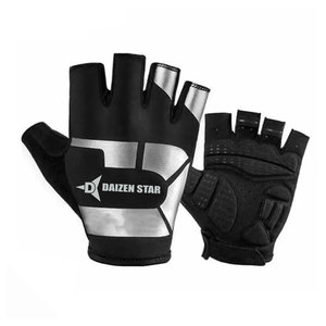 Daizen Star Half Finger Gloves Black Silver Wrist Length Sports Glove Durable Polyester Casual Style - Product Image 1