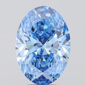 Diamant ovale de 4,04 ct, de couleur bleu vif fantaisie, cultivé en laboratoire, VS1, certifié IGI, diamant CVD en vrac, vente en gros pour la fabrication de bijoux - Product Image 1