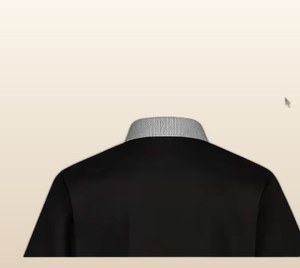 Veste de chef noire ANIMA, col mandarin gris, manches courtes, uniforme de cuisine - Product Image 1