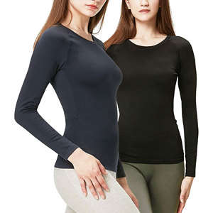 Women's Long Sleeve Scoop Neck Yoga <b>Top</b> Solid Color Breathable Spandex Polyester Skinny Fit Activewear Shirt - Product Image 1