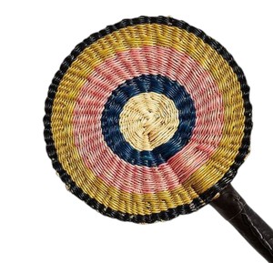Éventail en feuilles de palmier tissées à la main, noir, rose, bleu et or, accessoire décoratif rafraîchissant pour les fêtes d'été et les cadeaux traditionnels pour la maison - Product Image 4