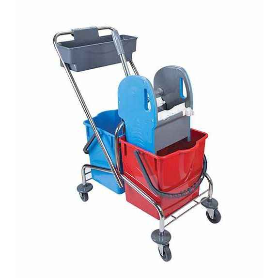 DOFA17LC Double Trolley Chrome 2x 17L Double Bucket Cleaning Carts