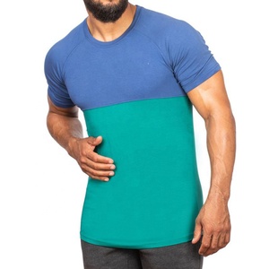 2052 gros deux tons mode T-Shirt surdimensionné Muscle Fit sport T-Shirt 100% coton Gym Muscle hommes à manches courtes T-Shirt - Product Image 3