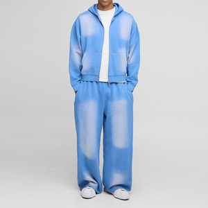 <b>Mens</b> Slim Fit Cotton Tech Fleece Tracksuit Custom Logo Plain Velvet Gym Jogging Wear Reflective Plus Size For Winter - Product Image 1