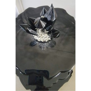Moderno Soporte de Resina Epoxi Negra de 3 Niveles para Pasteles, Bandeja de Exhibición de Postres con Geoda de Ágata, Soporte Brillante para Cupcakes para Eventos y Fiestas - Product Image 4