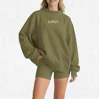 Sweat-shirt unisexe oversize à col roulé, imprimé lettres personnalisées, en Spandex/Coton, style élégant et basique, col montant pour l'hiver
