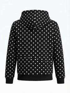เสื้อฮู้ดซิปมีลายจุดสีดำ ผ้าฟลีซ ทรงปกติ สไตล์ลำลอง สตรีทแวร์ - Product Image 4