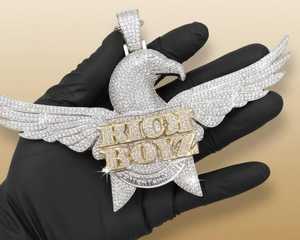 Pendentif en argent 925 personnalisé avec nom, style hip-hop de luxe, serti de moissanite taille brillant rond, pour homme - Product Image 4