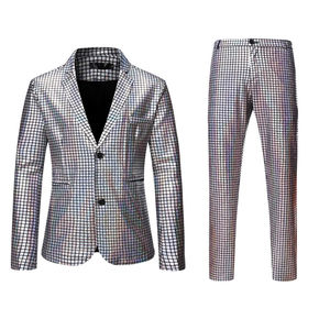 Conjunto de traje de lentejuelas brillantes para hombre, disfraz de discoteca con estampado en caliente para fiesta, cosplay, discoteca - Product Image 6