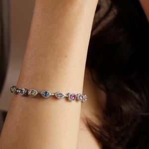 Bracelet tennis en zircon arc-en-ciel, bracelet multigemme coloré, bijoux de mariée, cadeau pour elle - Product Image 1