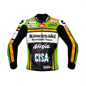 เสื้อแจ็คเก็ตแข่งรถ Garrett Gerloff WSBK รุ่น Rawasaki ทำจากหนังแท้/เสื้อแจ็คเก็ตสั่งตัดพิเศษ พร้อมแผ่นยืดหยุ่น ใส่สบายพอดีตัว - Product Image 1