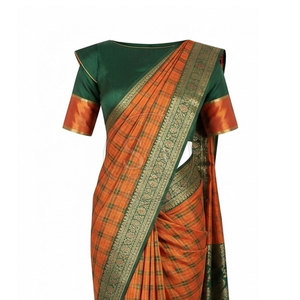 Sari festif pour femme, robe drapée élégante et traditionnelle, vêtement ethnique orné pour cérémonie de mariage, fête et célébration - Product Image 5