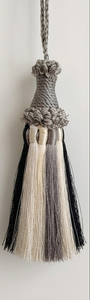 <b>Key</b> <b>Tassel</b> Decorative Beaded Fringe 100% Rayon Black White Gray - Product Image 4