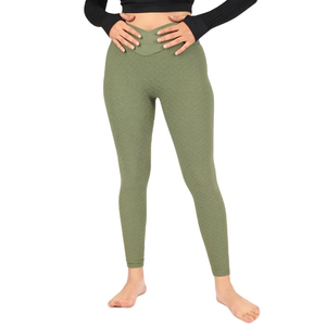 Legging de yoga texturé sans couture taille mi-haute pour femme, pantalon de fitness long couleur unie, extensible dans les quatre sens, taille élastique, simple - Product Image 4