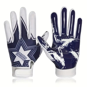 Guantes de Receptor de Fútbol Americano de Diseño Personalizado, Completamente Transpirables, Ligeros, Antideslizantes, con Correa Ajustable para la Muñeca - Product Image 2