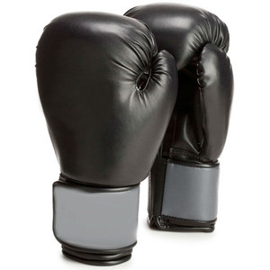 <b>Black</b> PU Leather Boxing Training Gloves with Adjustable <b>Velcro</b> Wrist Strap - Product Image 4