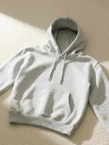 Sweat-shirt à capuche blanc pour homme, coupe classique, 300g, coton écologique, tissu molletonné français, vêtements décontractés d'hiver, design avec poche - Product Image 5