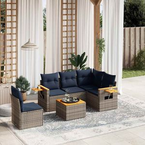 Set Divano da Esterno in Polyrattan Grigio a 6 Pezzi con Cuscini - Arredamento da Giardino Specifico per il Mercato USA - Product Image 1