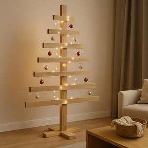 Wooden Christmas <b>Tree</b> Ornament <b>Stand</b> Festive Rustic Home Decor by barkah star - Product Image 2