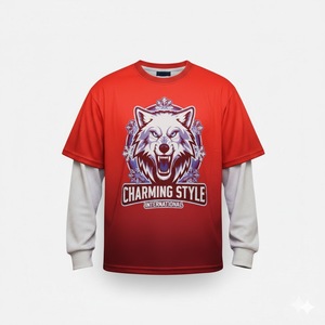 Camiseta Gráfica Oversize con Estampado Digital Personalizado, 275 g/m², Algodón, Corte Desgastado, Bajo sin Rematar, Manga Larga, Estilo Cropped para Hombre - Product Image 1