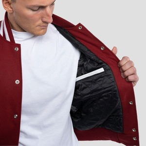 Mono Clothing Custom Logo <b>Men's</b>/Unisex Eco-Friendly Wool & Leather Varsity <b>Jacket</b> with Embroidery Winter Ready - Product Image 4
