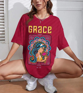 Ropa de Mujer, Camisetas 100% Algodón, 240 GSM, Estampado Gráfico DTF, Venta al Por Mayor, Fabricación OEM, Cuello Redondo, Hombros Caídos, Talla Grande - Product Image 2