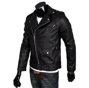 Blouson Moto Unisexe en Cuir PU Imperméable Hiver Col Rabattu Manches Courtes Couleur Unie Fermeture Éclair Coupe Slim Haute Qualité - Product Image 2