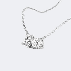 Collier pendentif Toi et Moi en diamant rond et ovale serti de griffes, 1,00 CTW - Product Image 5