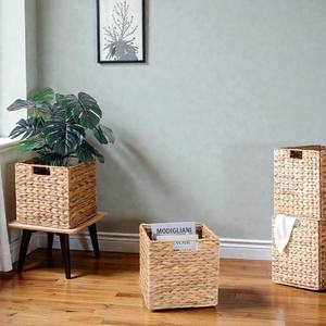 ISLA Lot de 4 paniers de rangement pliables en jacinthe de Brésil avec poignées découpées, en osier tressé à la main, bacs de rangement pliables, vente en gros OEM - Product Image 2