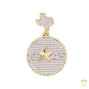Pendentif de luxe en forme de carte du Texas avec diamant Moissanite VVS en argent sterling 925 - Product Image 2