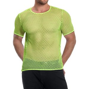 Chemises transparentes en maille filet sans manches pour hommes, col rond, style streetwear, personnalisables - Product Image 3